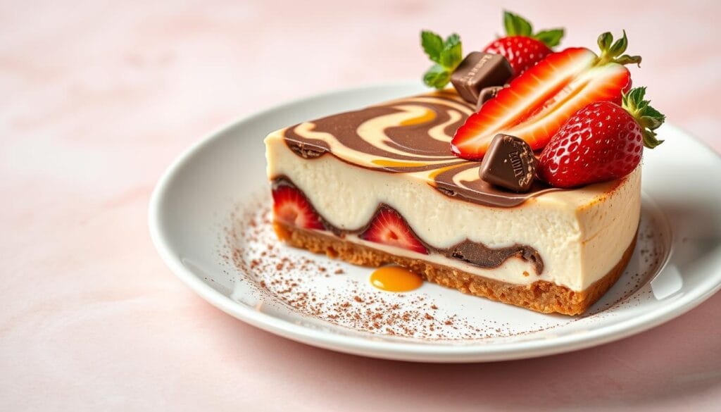 Garnished Snickers Strawberry Cheesecake