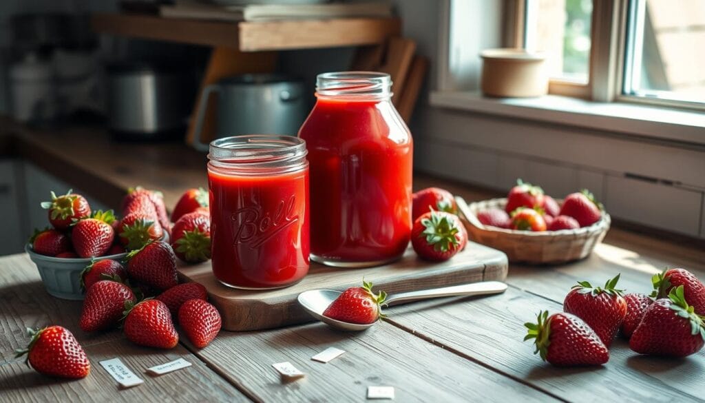 homemade strawberry puree storage